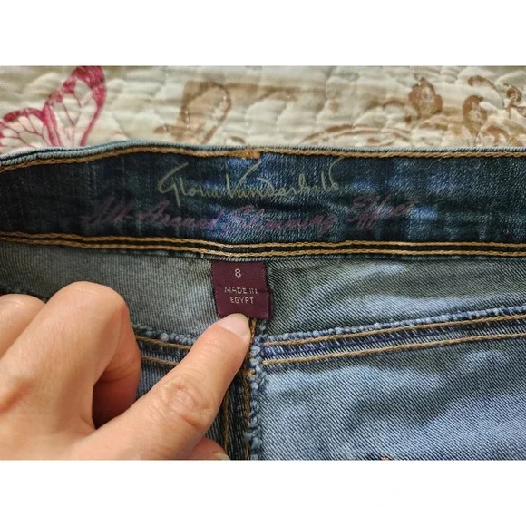 Gloria Vanderbilt Womens Slimming Effect High Rise Capri Pants Blue Stretch Sz 8 - Picture 10 of 11